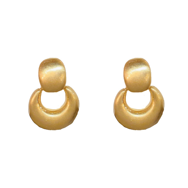 1:Gold-brushed metal ring earrings (thick real gold plating)