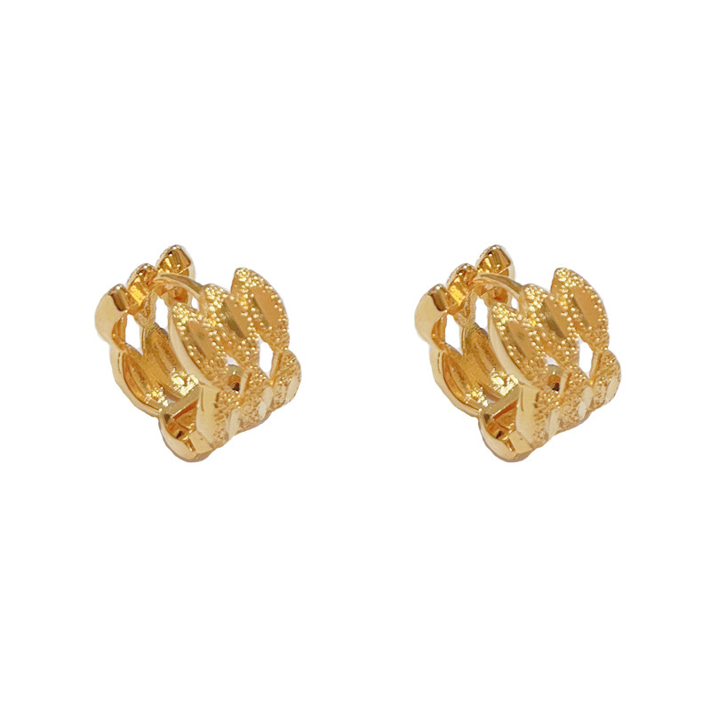 1:18k gold-metal multi-layer hollow earrings (thick real gold plating)