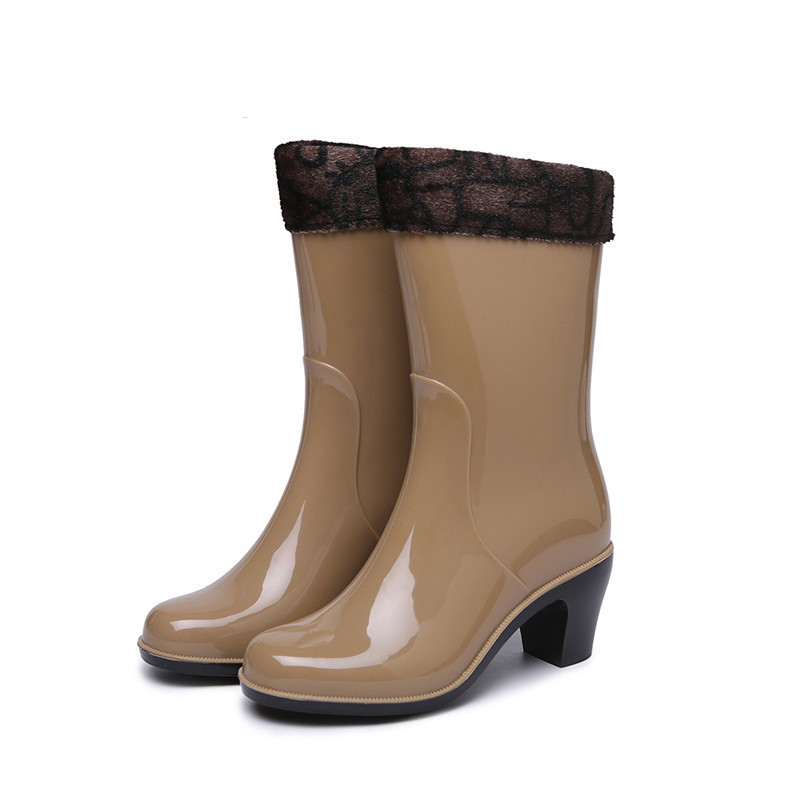 High Heeled apricot fleece-lined