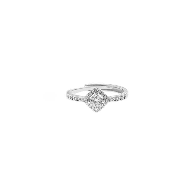 1:White gold square zircon ring