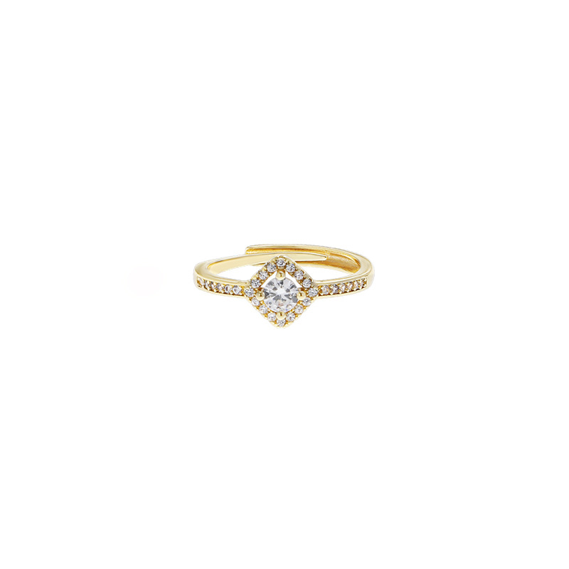 2:Yellow gold square zircon ring