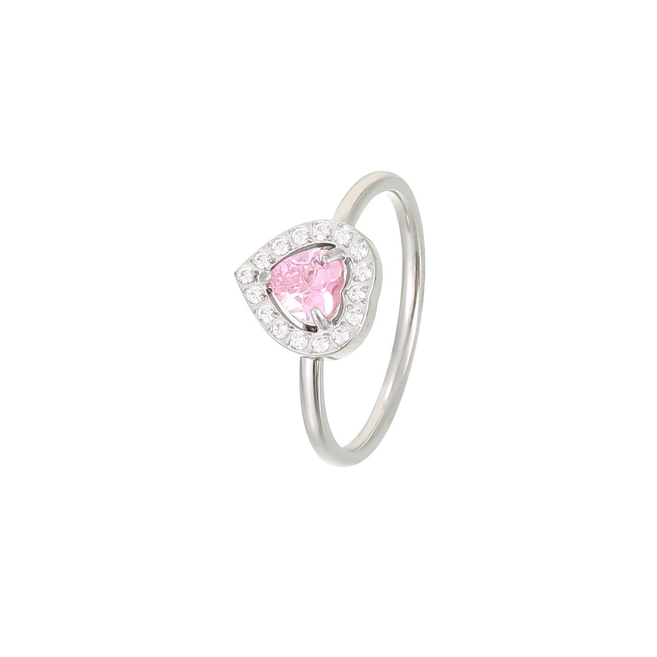 Platinum colour - Pink zircon US Size #6