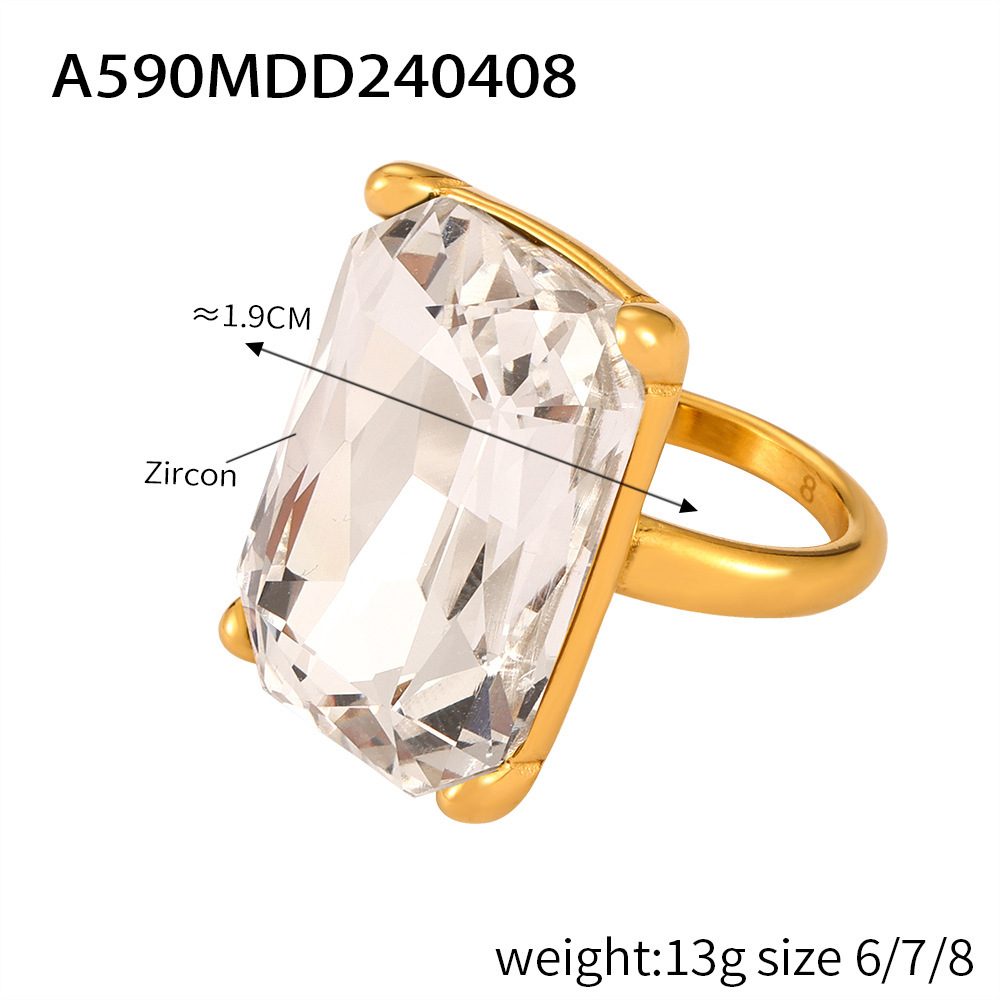 A590- Gold white zirconium ring US Size #6