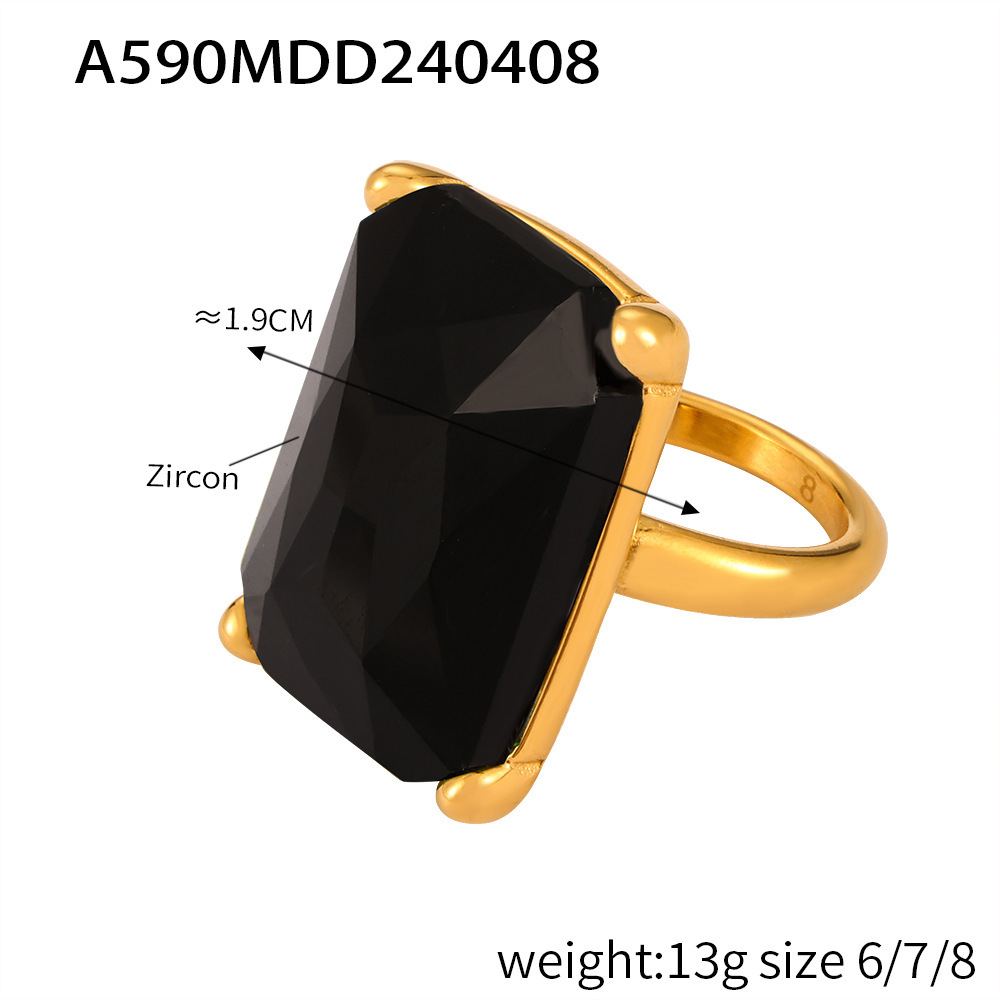 A590- Gold White Zirconium ring A590- Gold black z