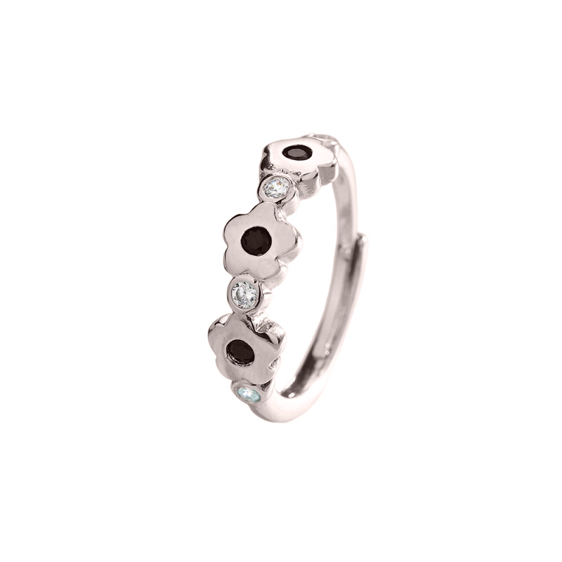 1:White gold diamond small flower ring