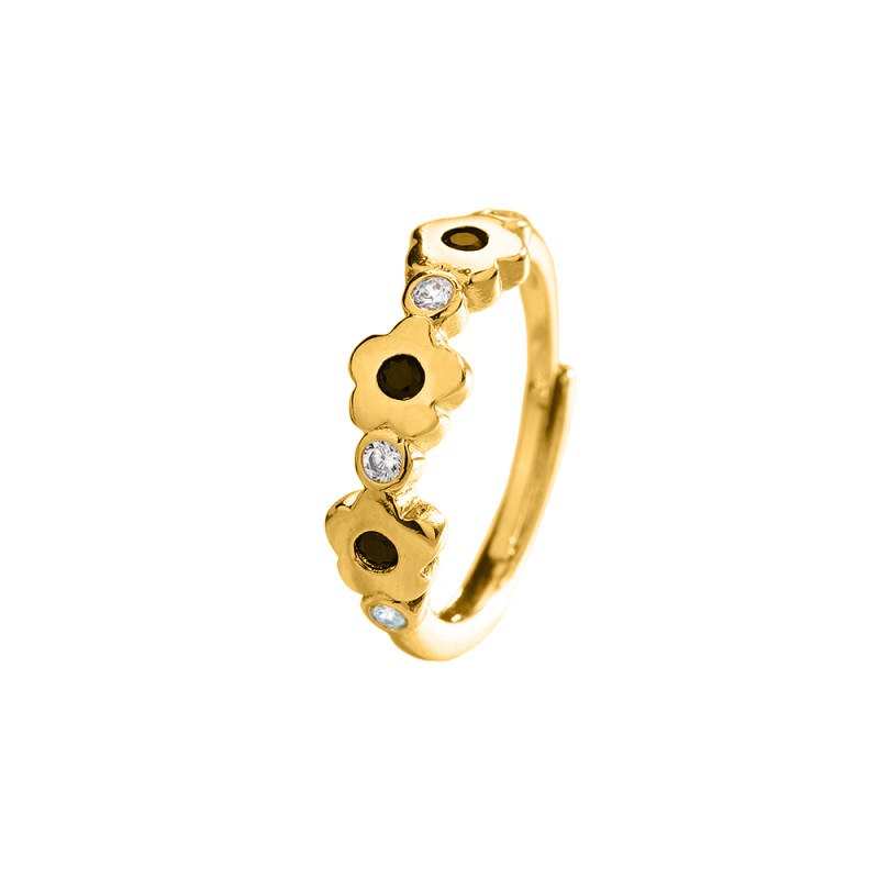 2:Yellow gold diamond small flower ring