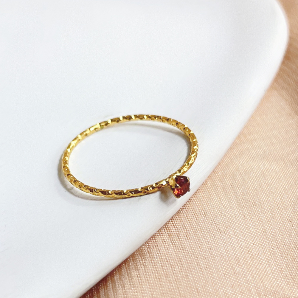 B259 mini red diamond engraving ring gold 6.