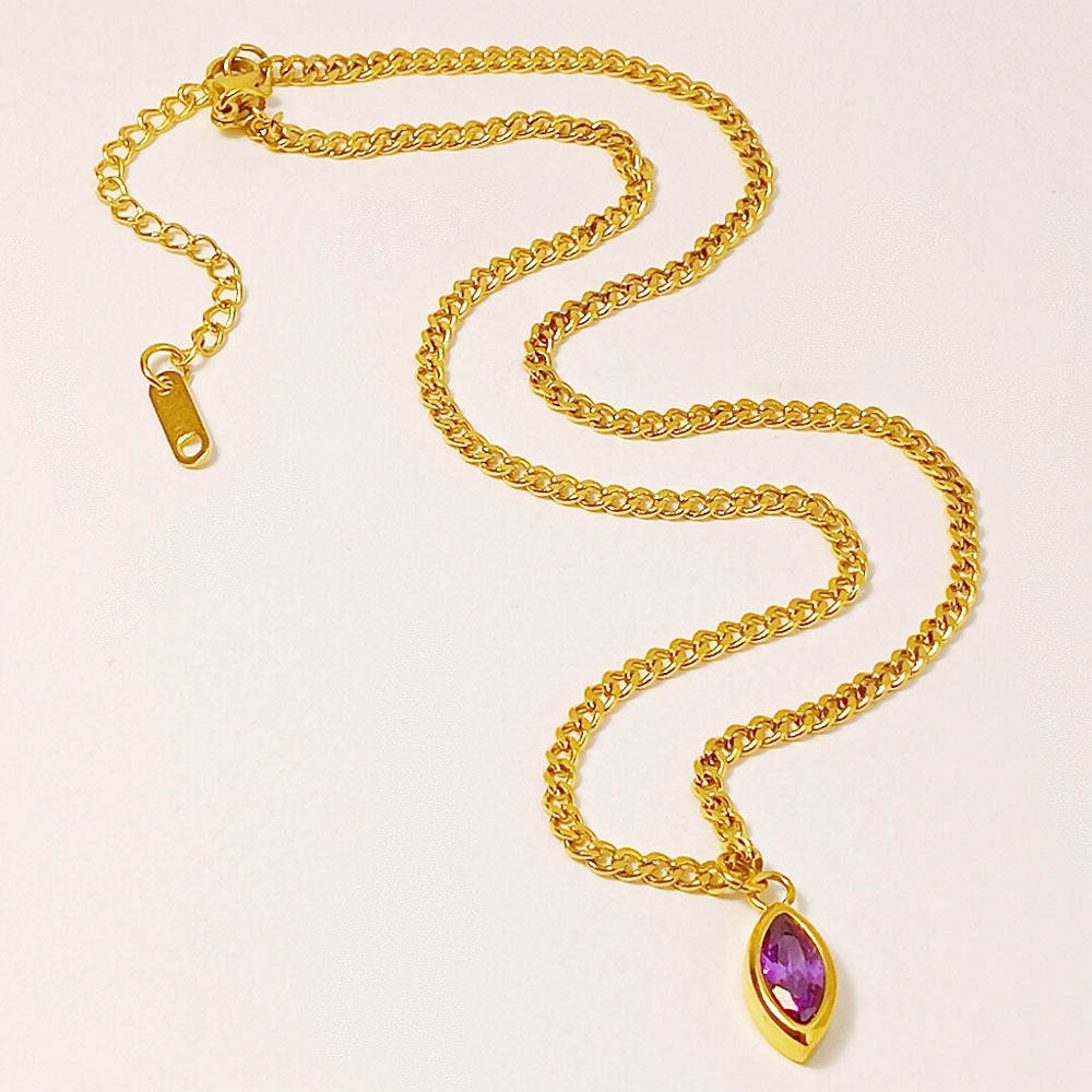 2:Purple Zircon Clavicle Chain Gold B350