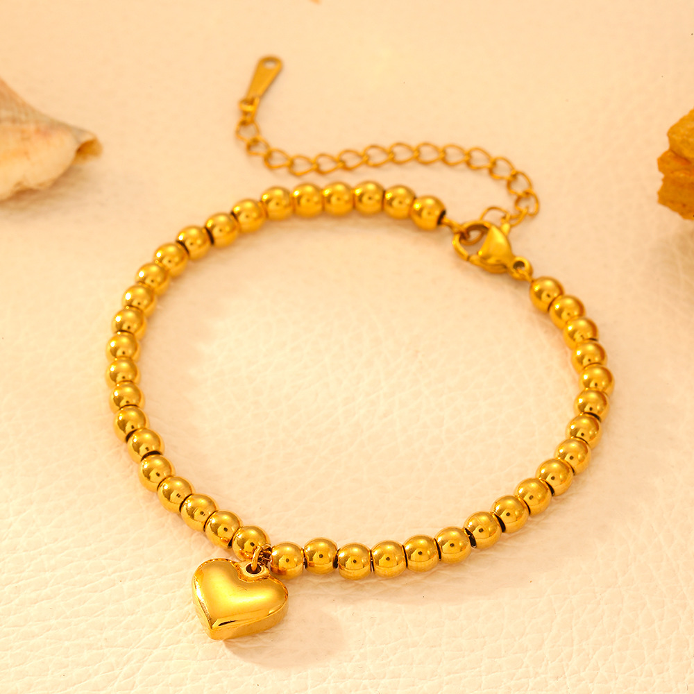 1:Gold glossy steel ball love bracelet i212