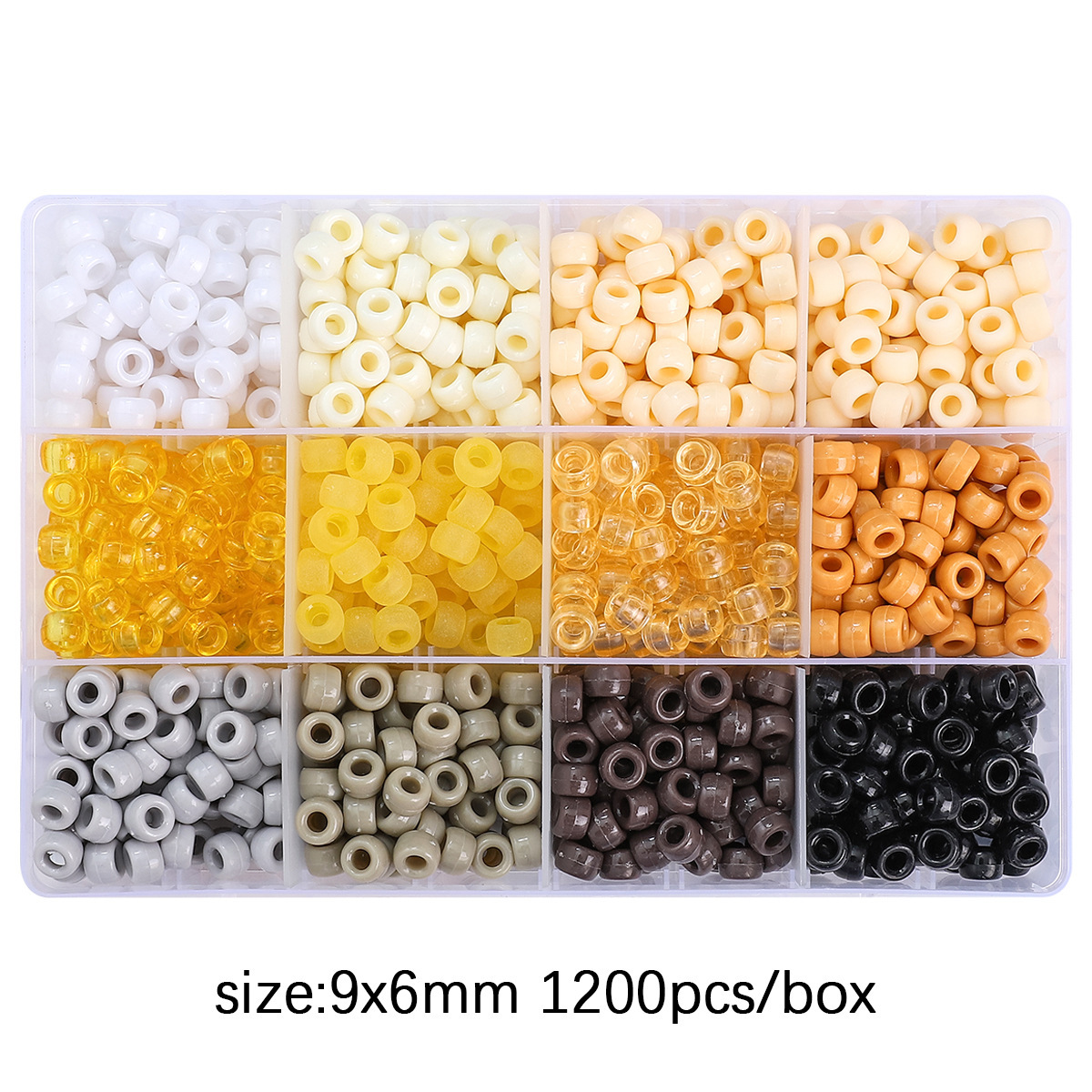 5:12-grid bucket beads set box, gray and white coffee series, about 1200 pieces/box