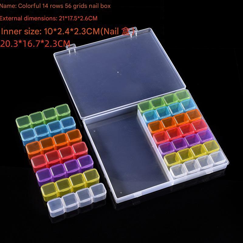 Colorful 14 rows 56 grid manicure box 21*17.5*2.6C