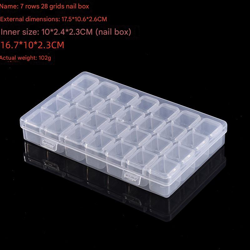 1:7 rows of 28 grid manicure box 17.5*10.6*2.6CM