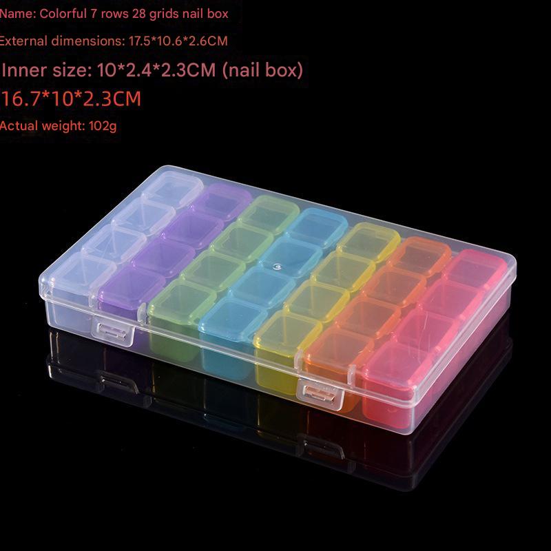 2:Colorful 7-row 28-compartment manicure box 17.5*10.6*2.6CM