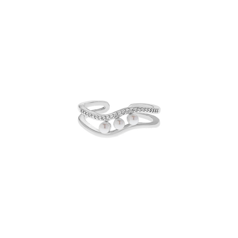 1:White Gold irregular pearl ring