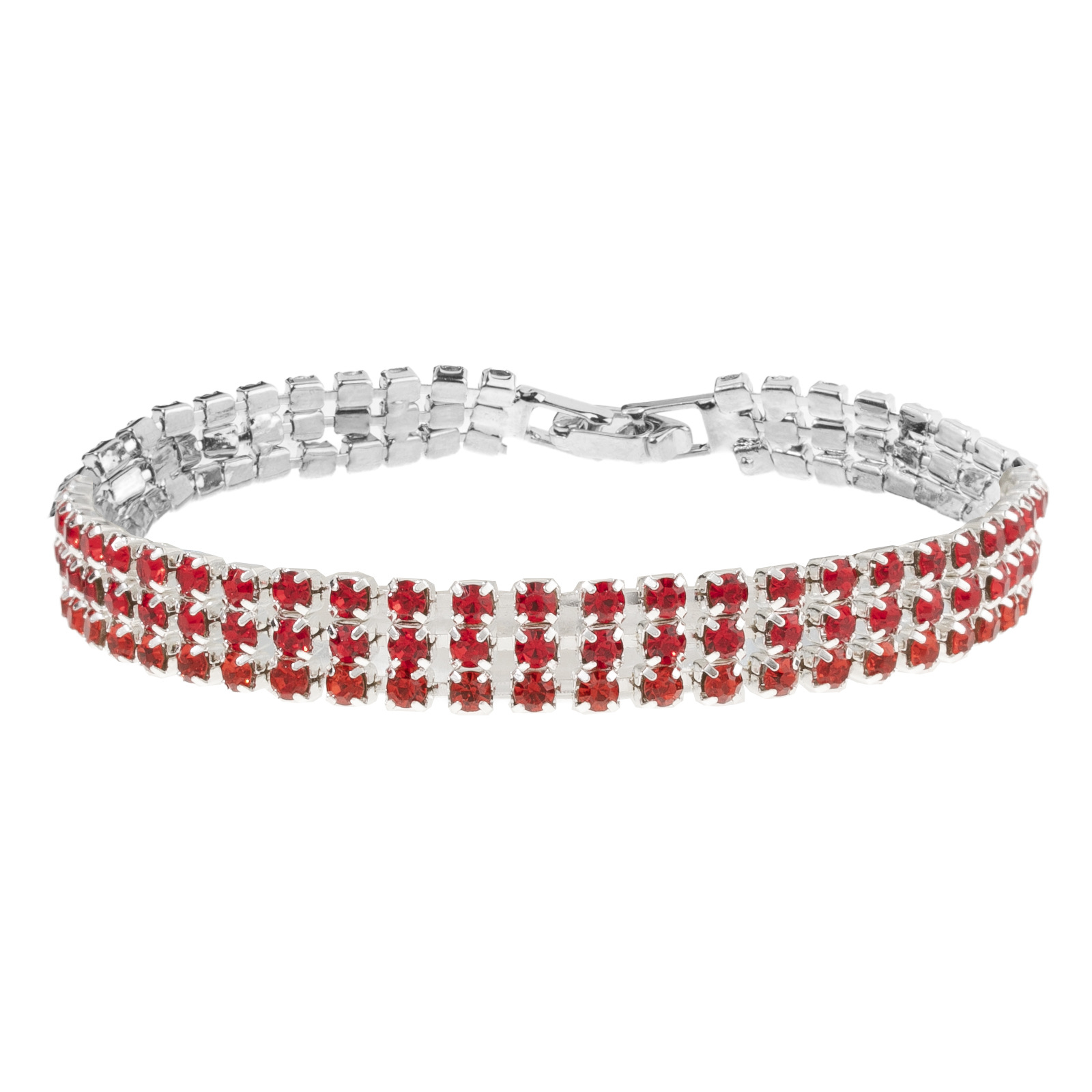 Silver red rhinestone