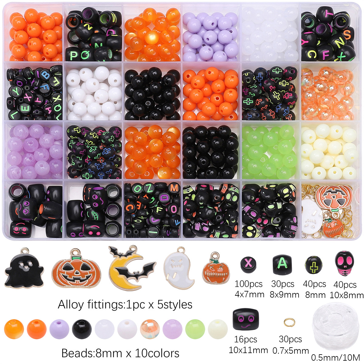 24 Boxed Acrylic Halloween Alloy Accessories suit