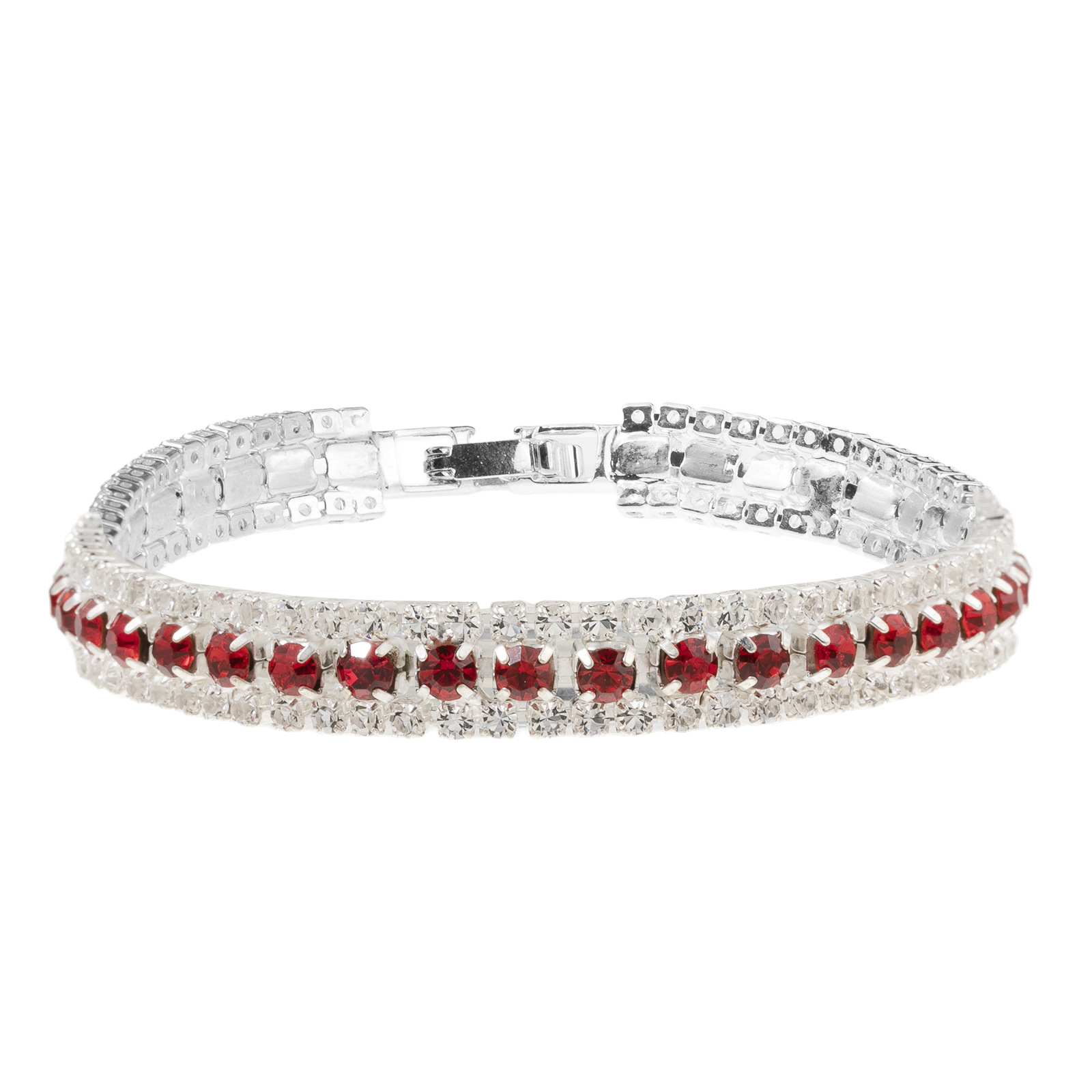 Silver red rhinestone