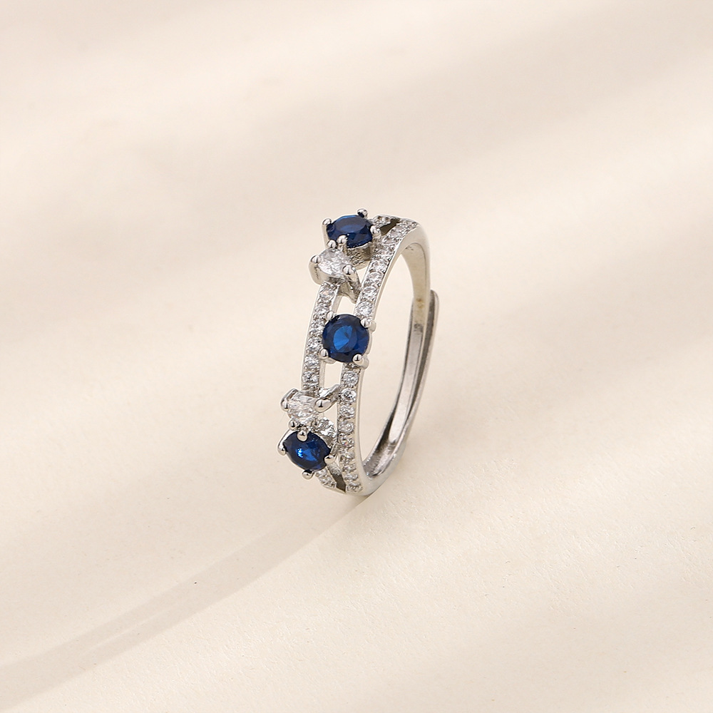 1:White gold double blue diamond ring