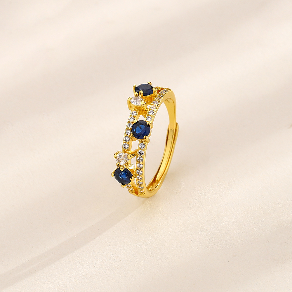 2:Gold Double Blue Diamond Ring