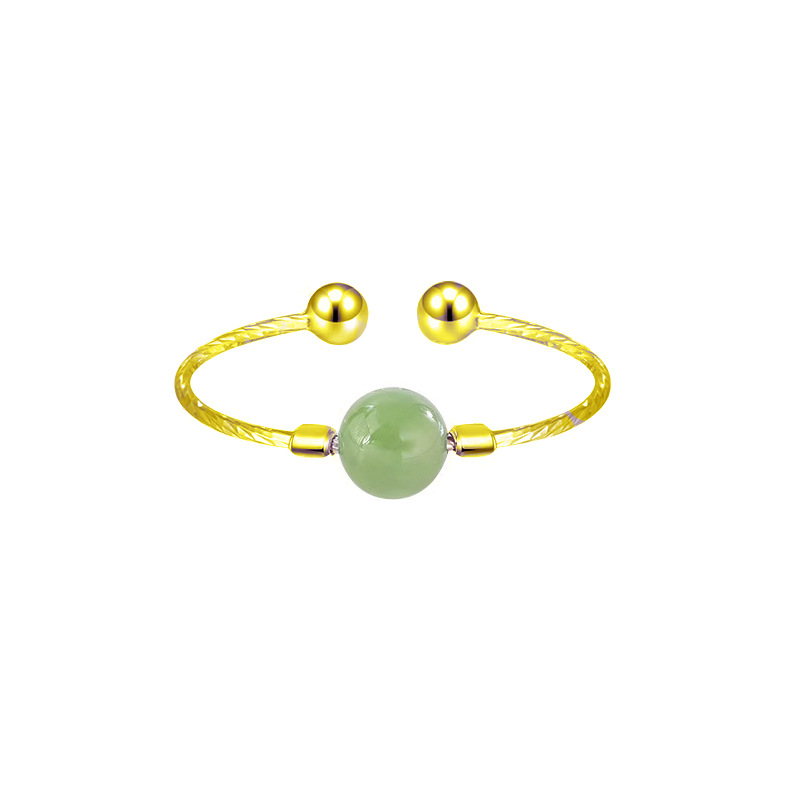 2:Yellow gold 1 Hetian jade ring