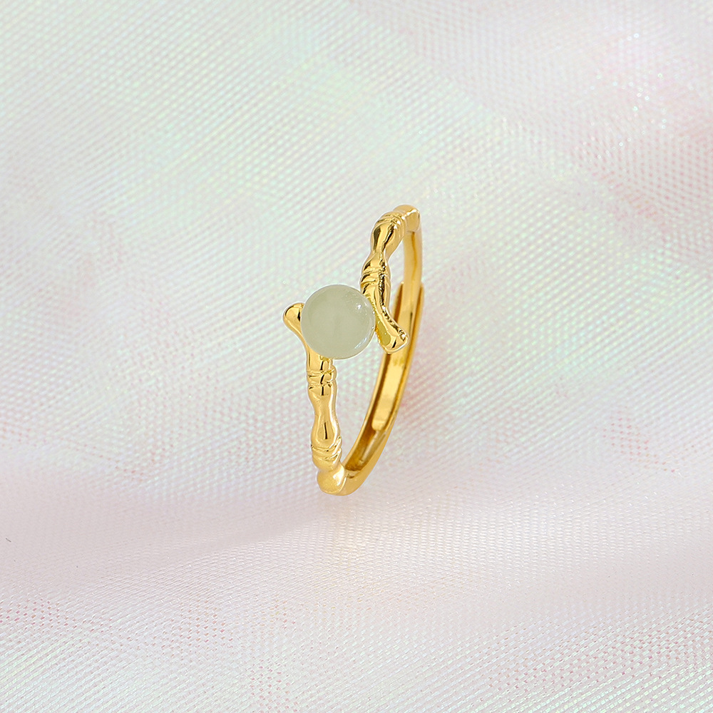 2:Gold Hetian Jade Bamboo Ring