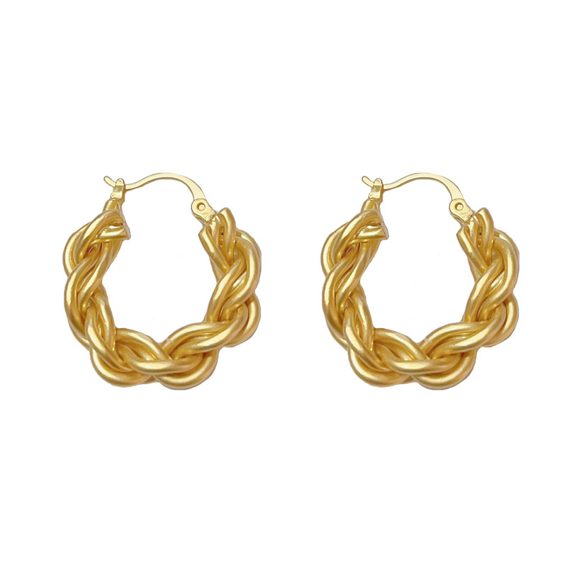 1:Gold-metal style twisted earrings (thick real gold plating)