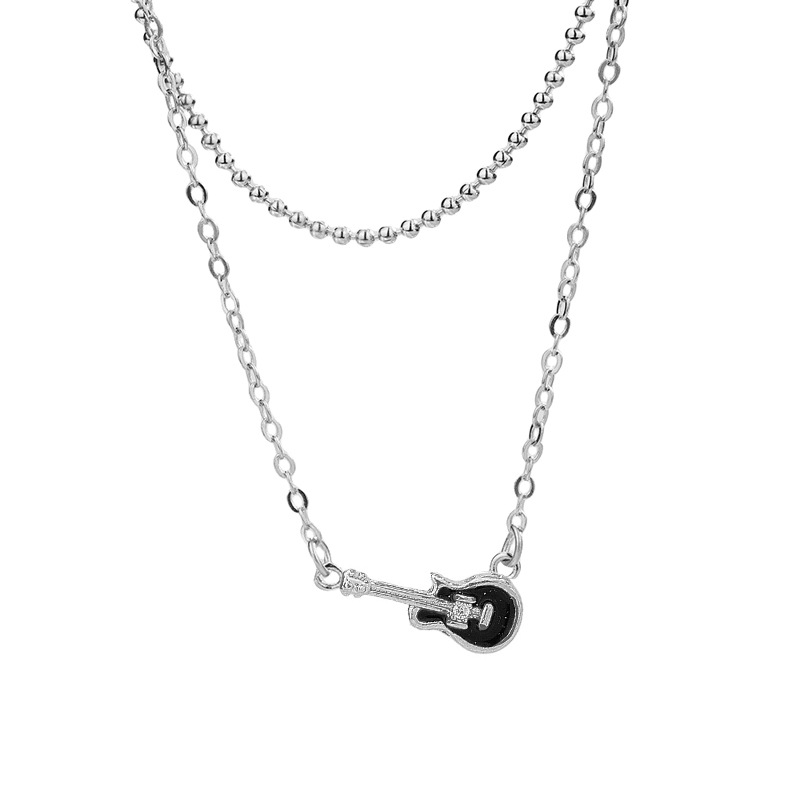 1:Black guitar double layer necklace