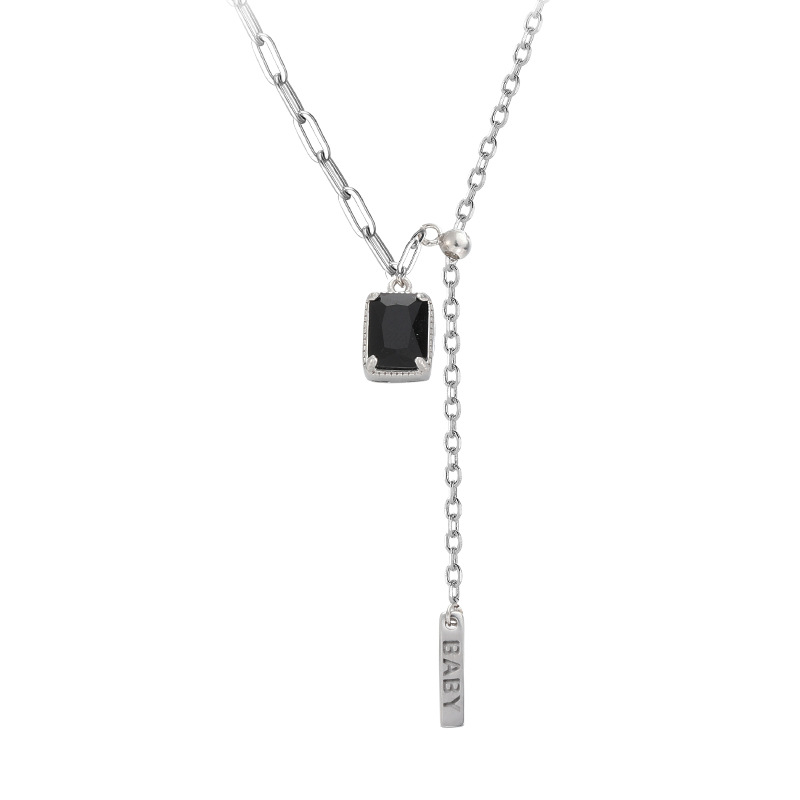 2:Black Diamond Square Brand Necklace