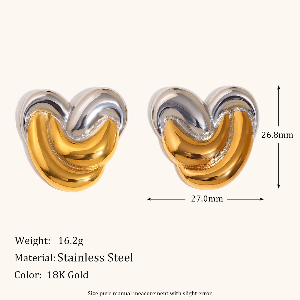 Two-tone wrapped love stud earrings