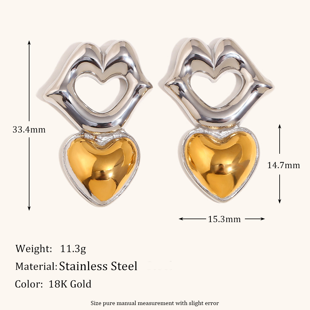 Mouth love two-tone stud earrings