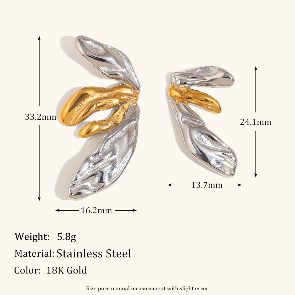 2:Asymmetrical lily petal stud earrings-two colors