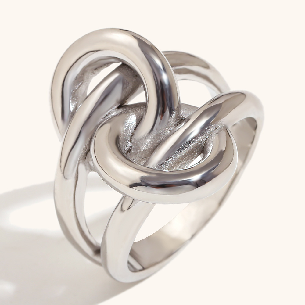 Double layer knotted wrap ring-steel color US Size