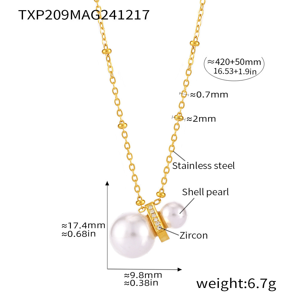 1:Txp209-golden imitation pearl pendant necklace