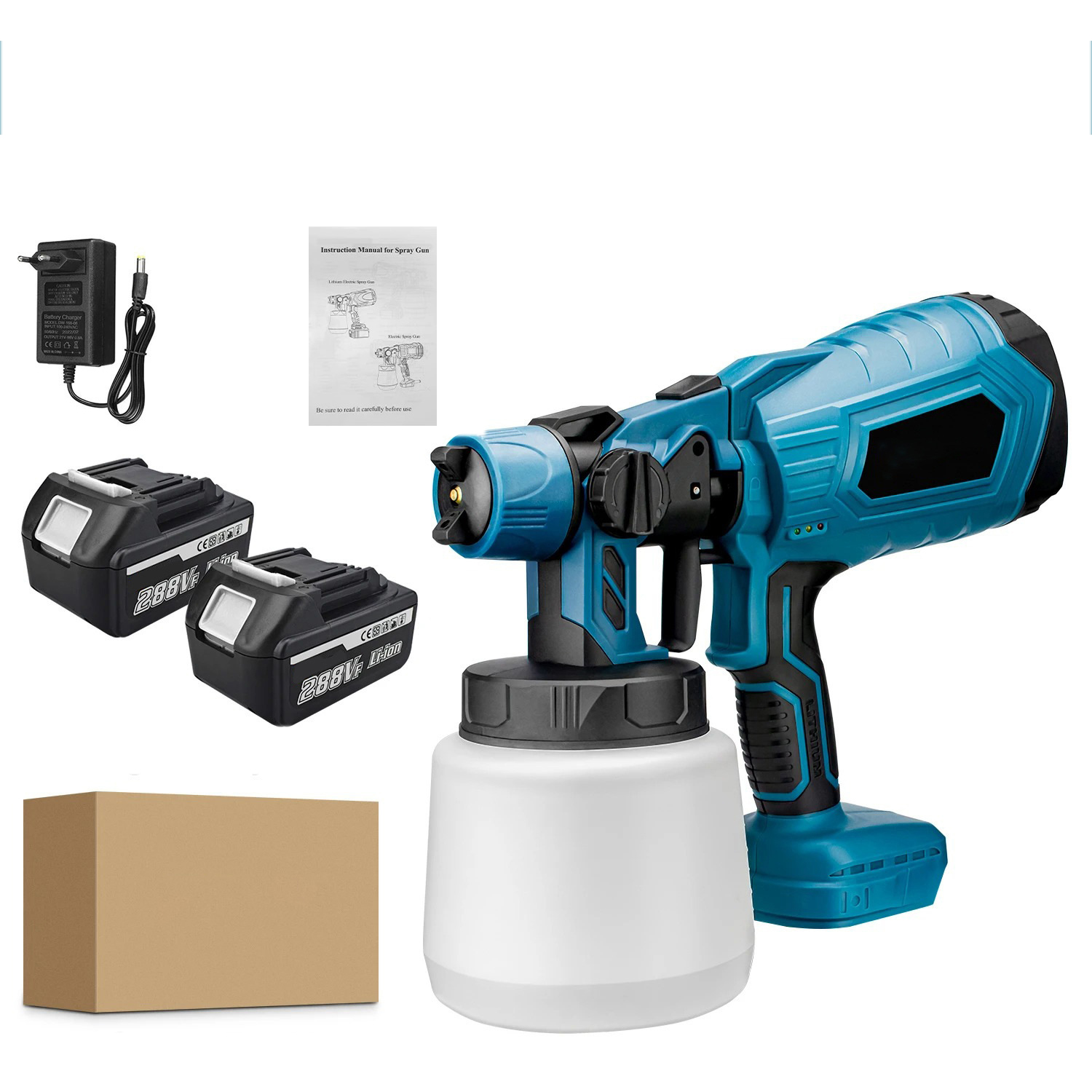 2 batteries 1 charger (Euro standard)