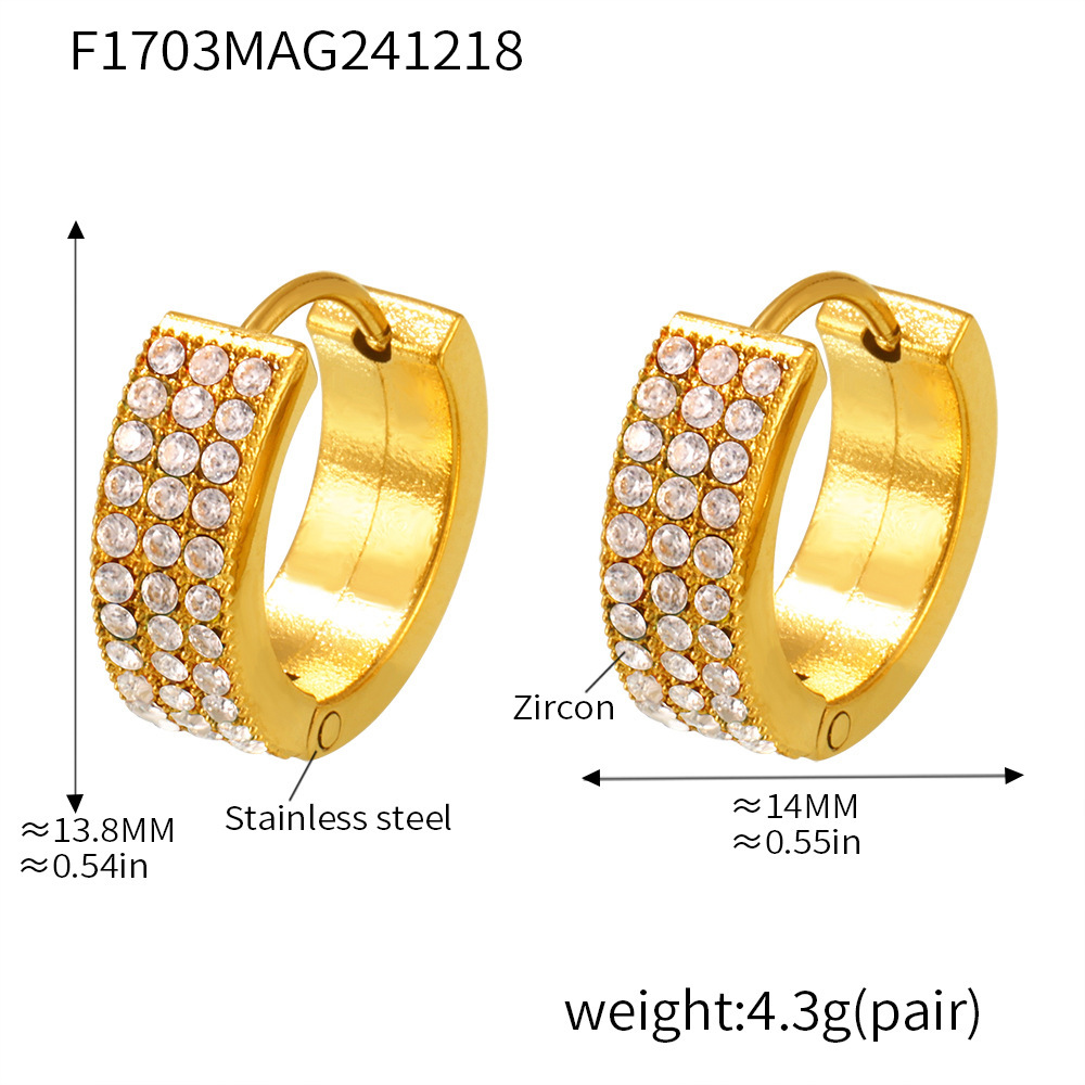 1:F1703-gold white zircon earrings