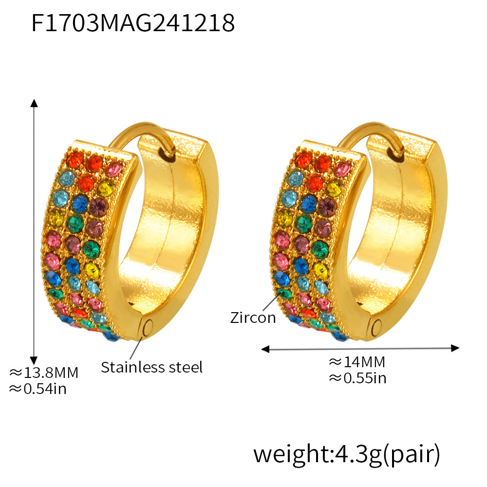 2:F1703-gold mixed color zircon earrings