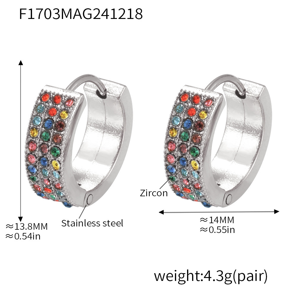 4:F1703-steel color mixed color zircon earrings