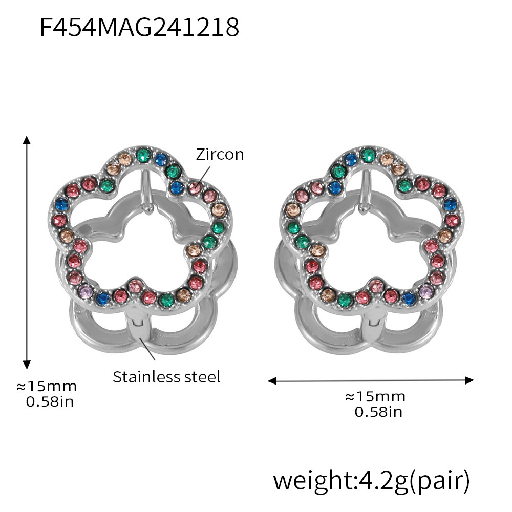 4:F454-steel color mixed color zircon earrings