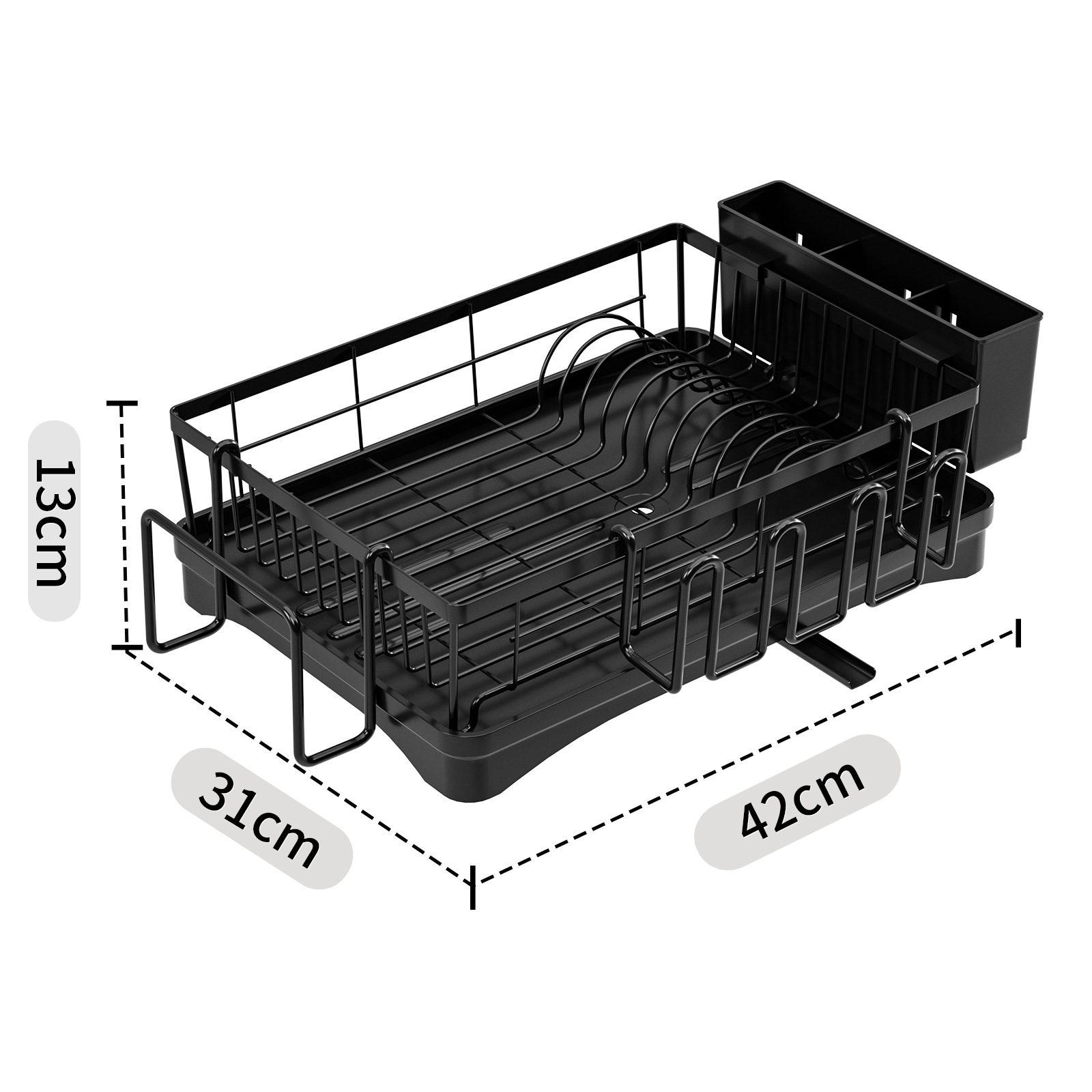 Black complete set (including chopping board rack and cup holder)