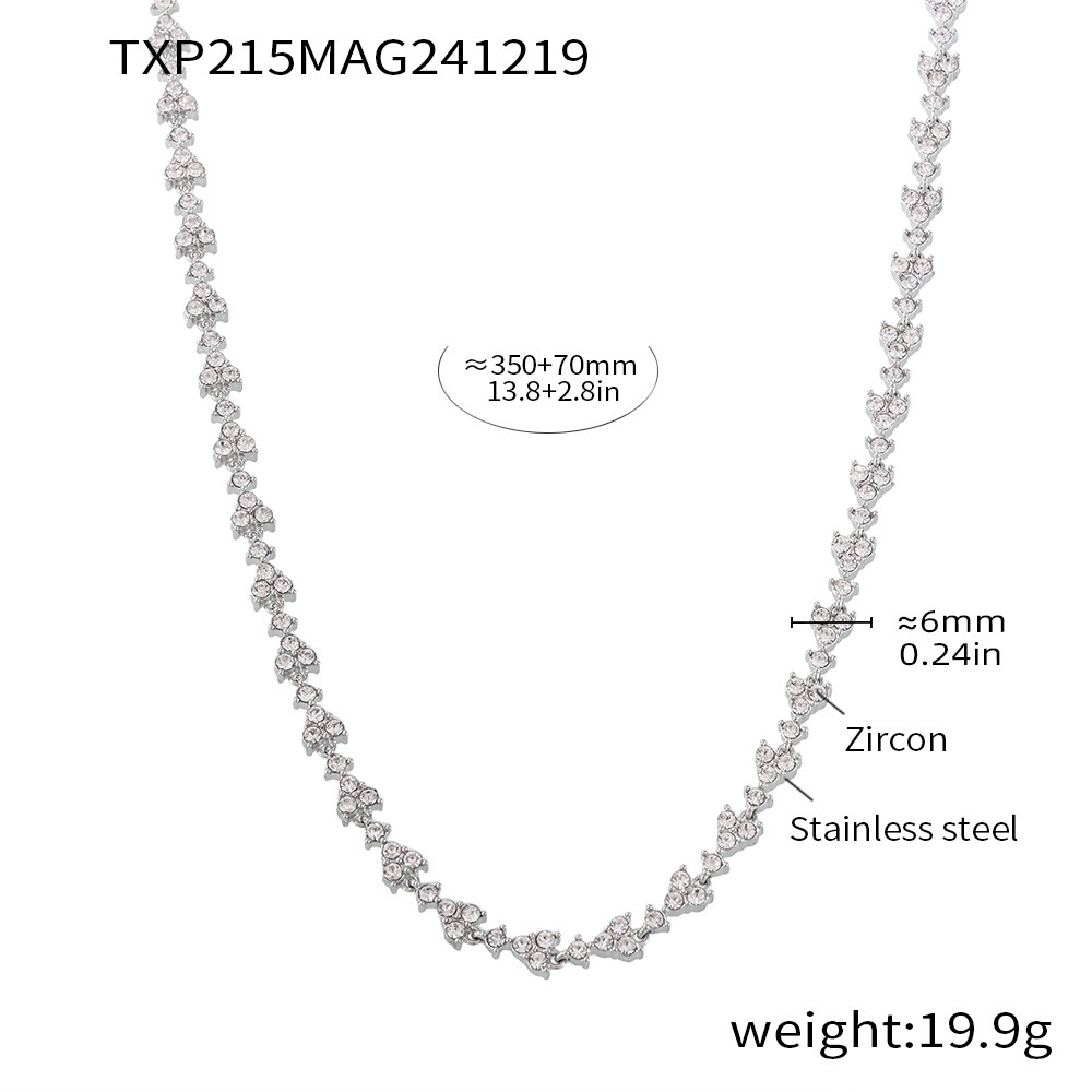 2:Txp215-steel color white zircon necklace