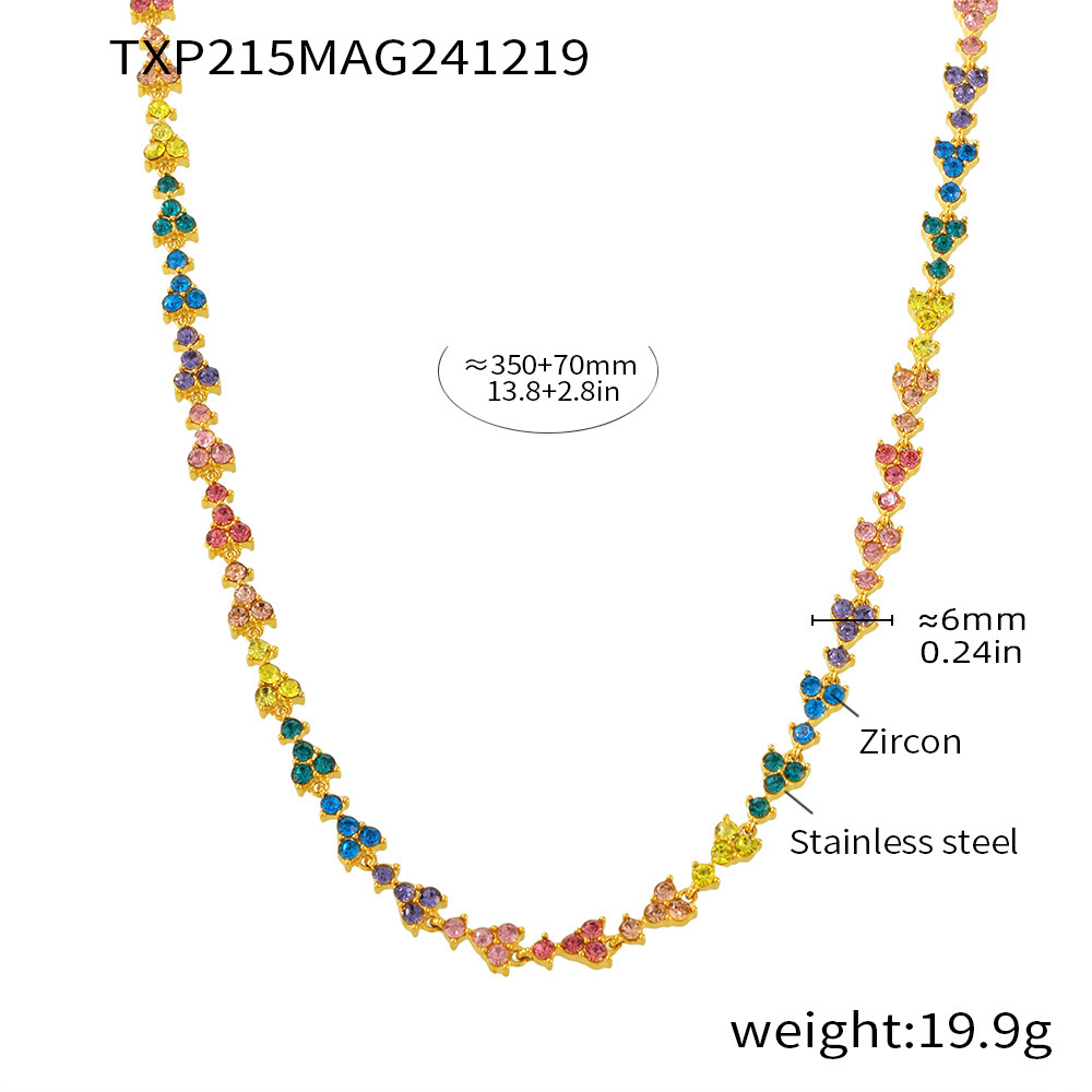 3:Txp215-gold mixed color zircon necklace