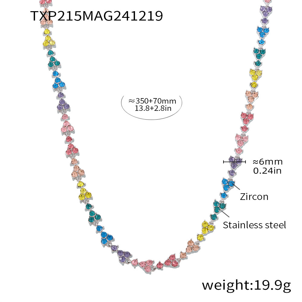 4:Txp215-steel color mixed color zircon necklace