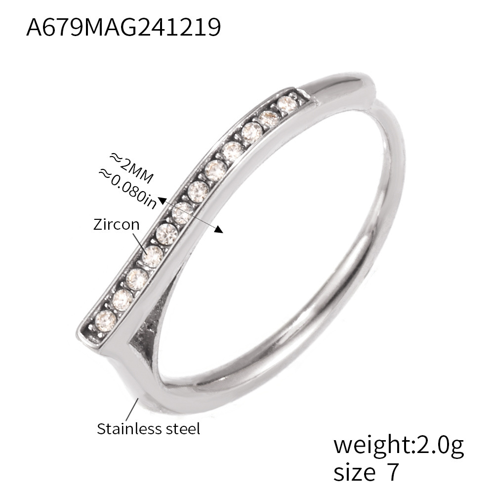 3:A679-steel color white zircon ring