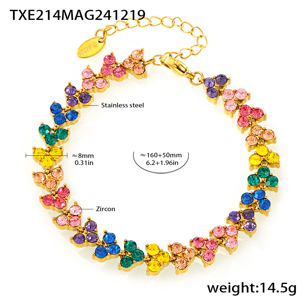 3:Txe214-gold mixed color zircon bracelet