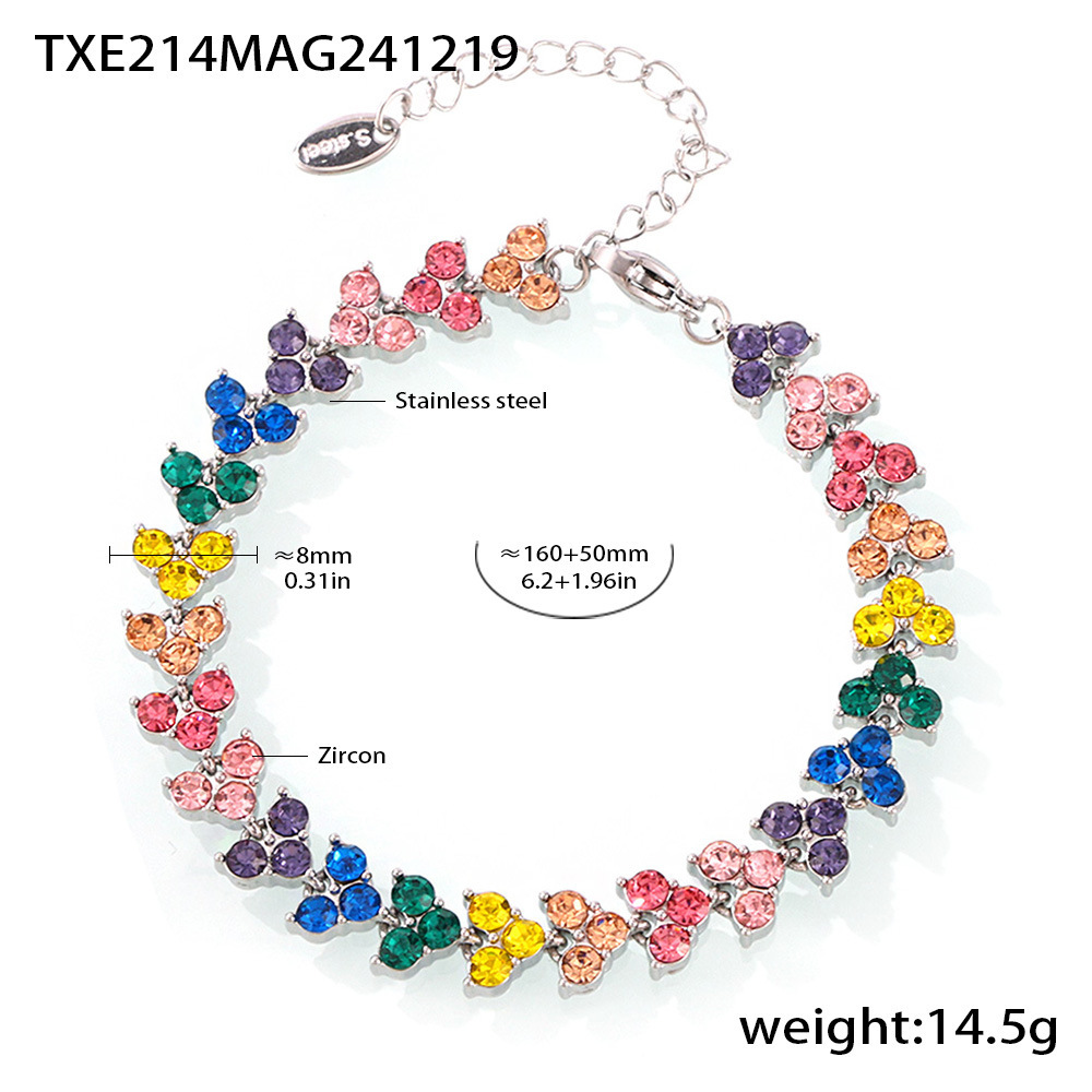 4:Txe214-steel color mixed color zircon bracelet