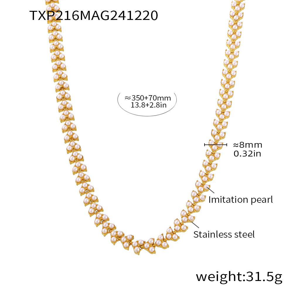 1:Txp216-golden swarovski pearl necklace