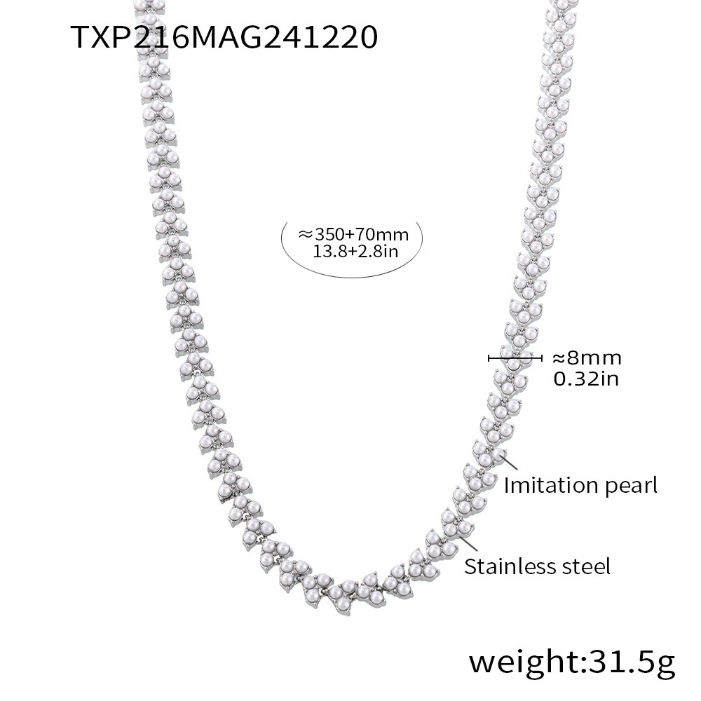 2:Txp216-steel color swarovski pearl necklace