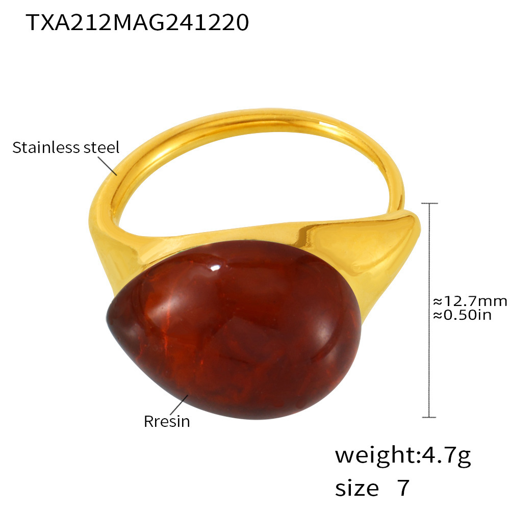 6:Txa212-dark red resin ring-no. 7