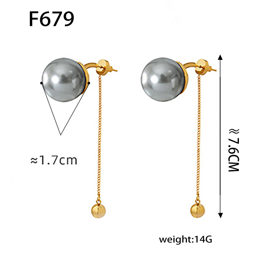 2:F679-gold gray pearl earrings