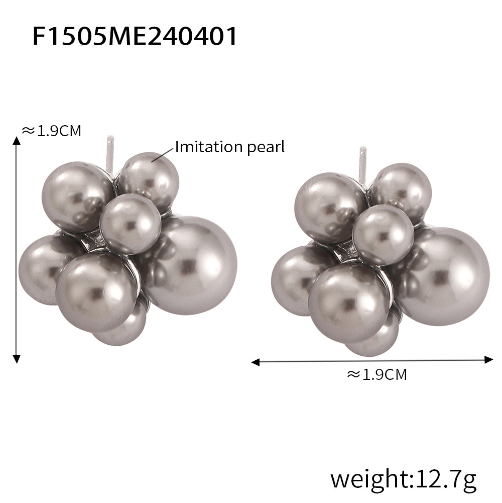 4:F1505-steel gray pearl earrings